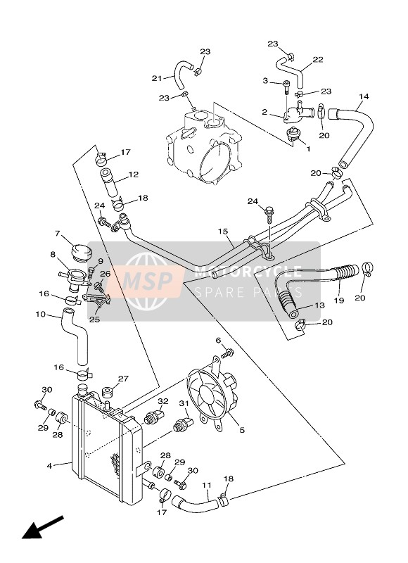 Yamaha YP250 2002 Radiator & Slang voor een 2002 Yamaha YP250